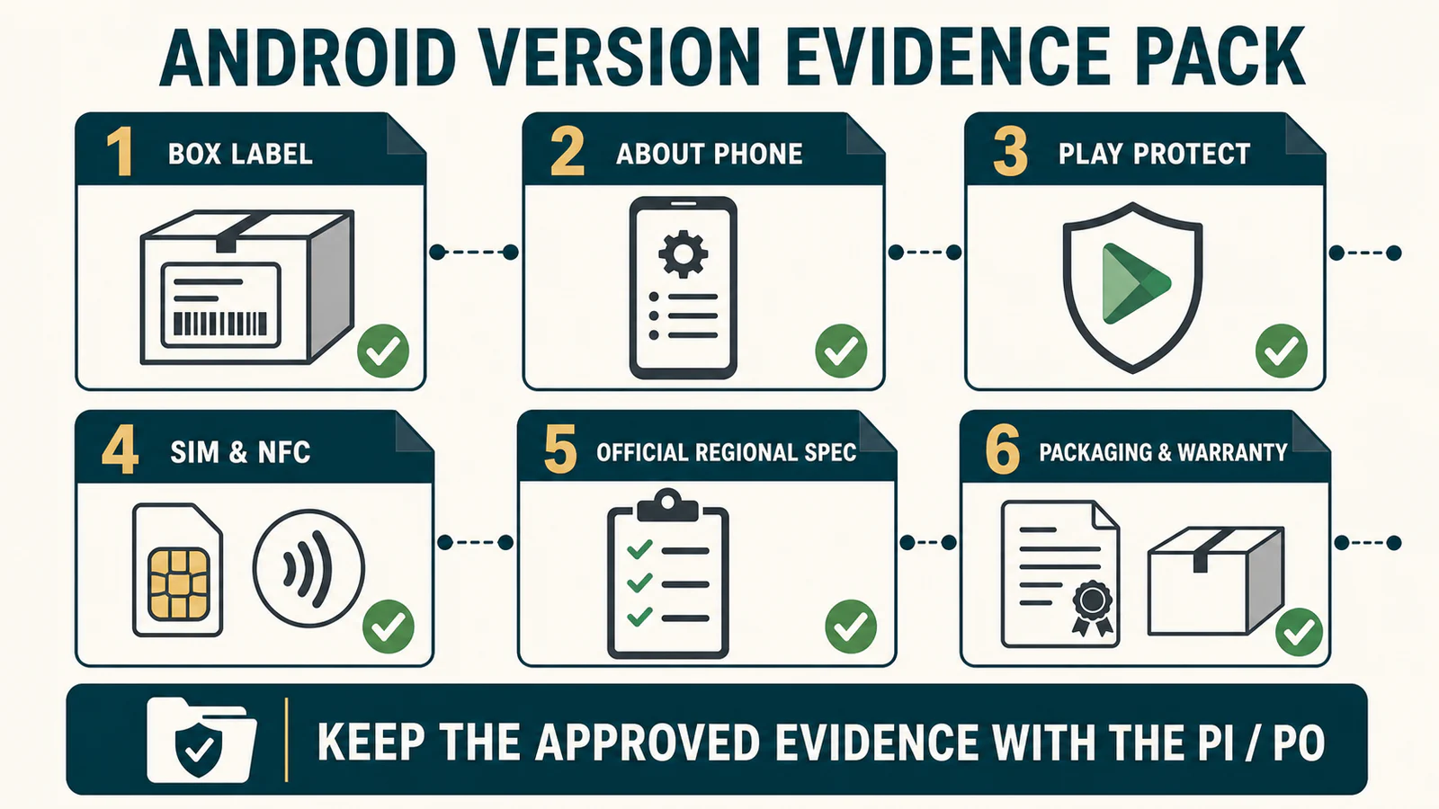 Evidence pack for verifying an Android phone variant before approving a wholesale batch