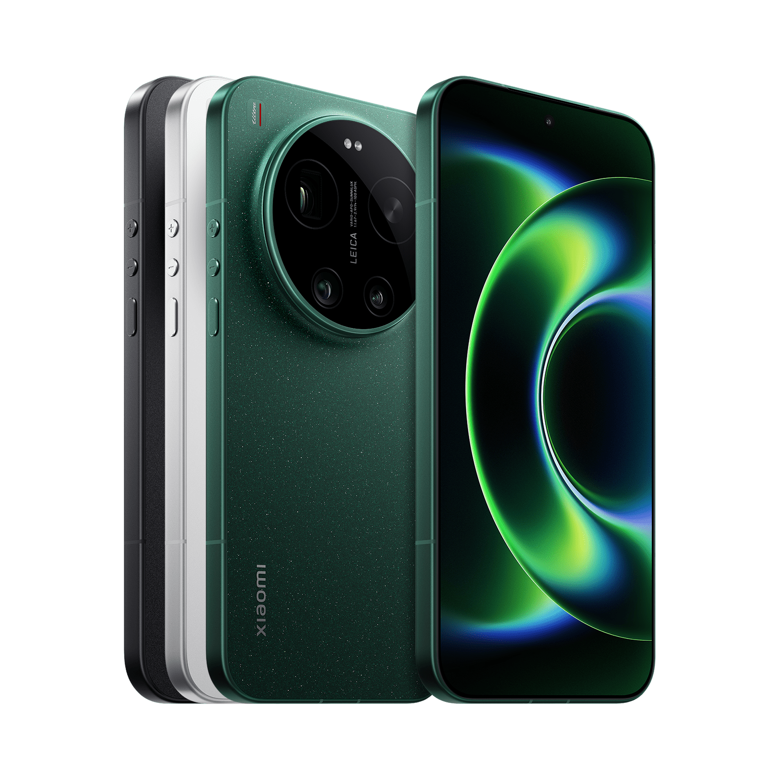 Official Xiaomi 17 Ultra product image showing green, white and black phones